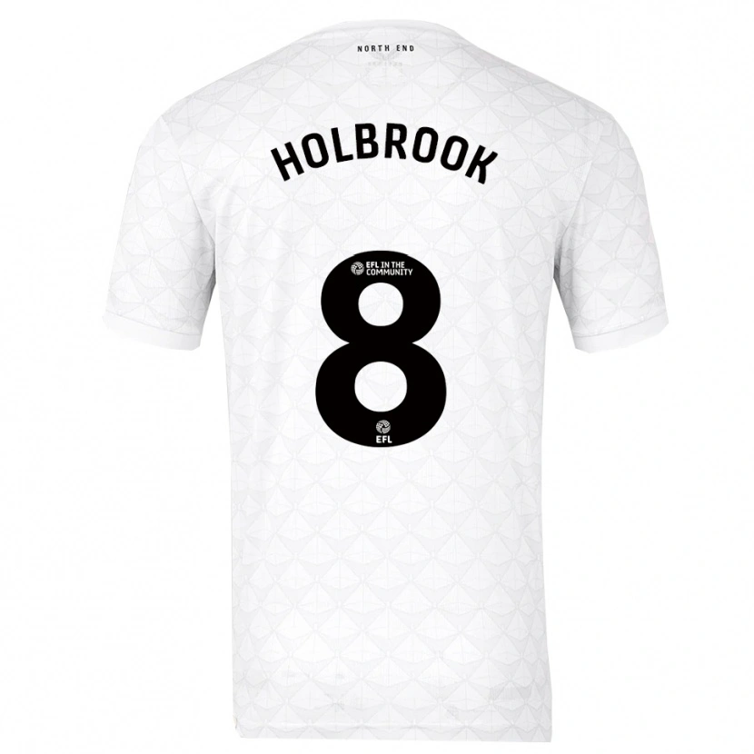 Danxen Bambino Maglia Jess Holbrook #8 Bianco Rosso Kit Gara Home 2025/26 Maglietta
