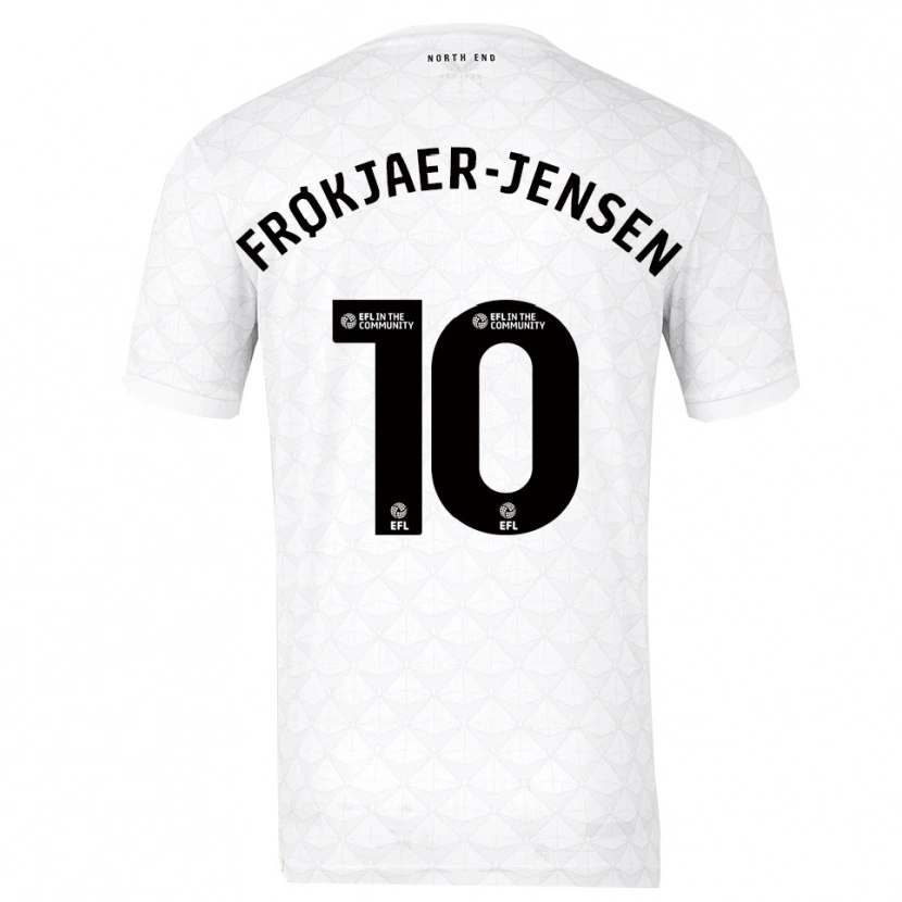 Danxen Bambino Maglia Mads Frøkjaer-Jensen #10 Bianco Rosso Kit Gara Home 2025/26 Maglietta
