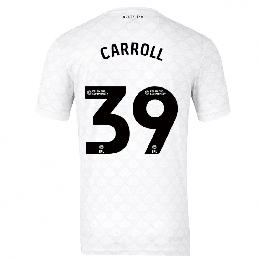 Danxen Bambino Maglia Theo Carroll #39 Bianco Rosso Kit Gara Home 2025/26 Maglietta