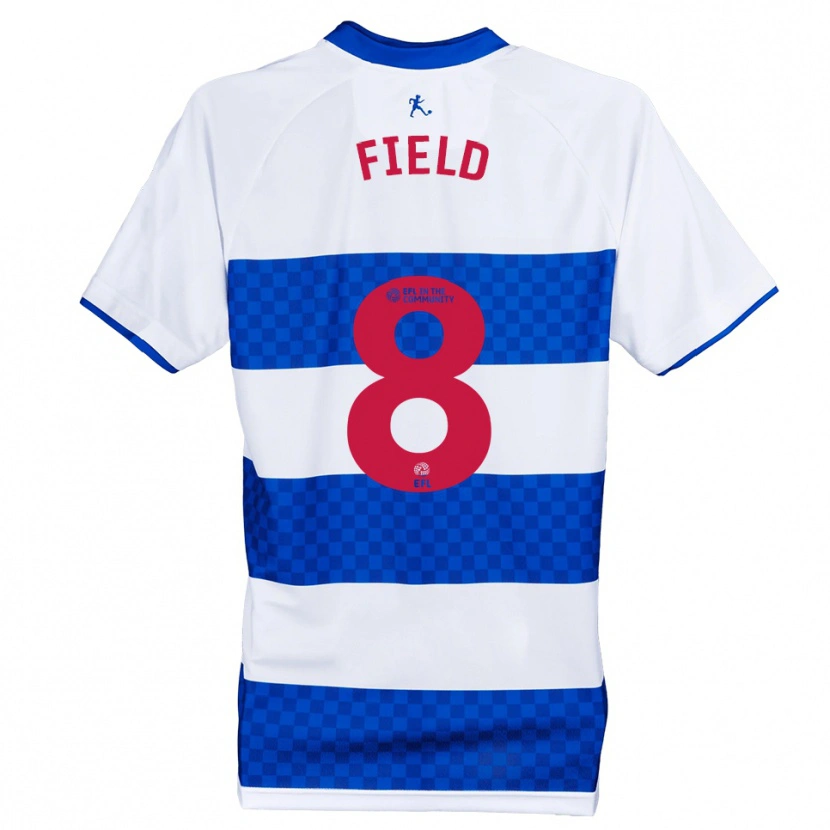 Danxen Bambino Maglia Sam Field #8 Blu Bianco Kit Gara Home 2025/26 Maglietta