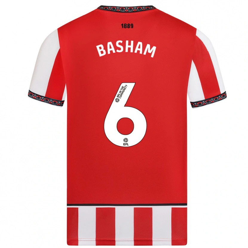 Danxen Bambino Maglia Chris Basham #6 Rosso Bianco Kit Gara Home 2025/26 Maglietta