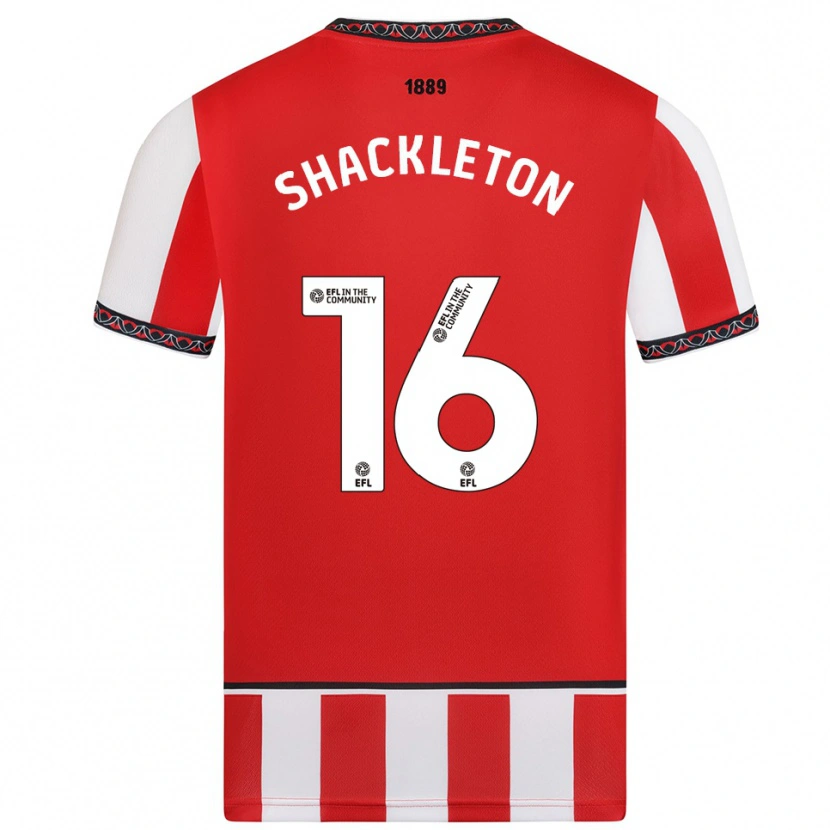 Danxen Bambino Maglia Jamie Shackleton #16 Rosso Bianco Kit Gara Home 2025/26 Maglietta