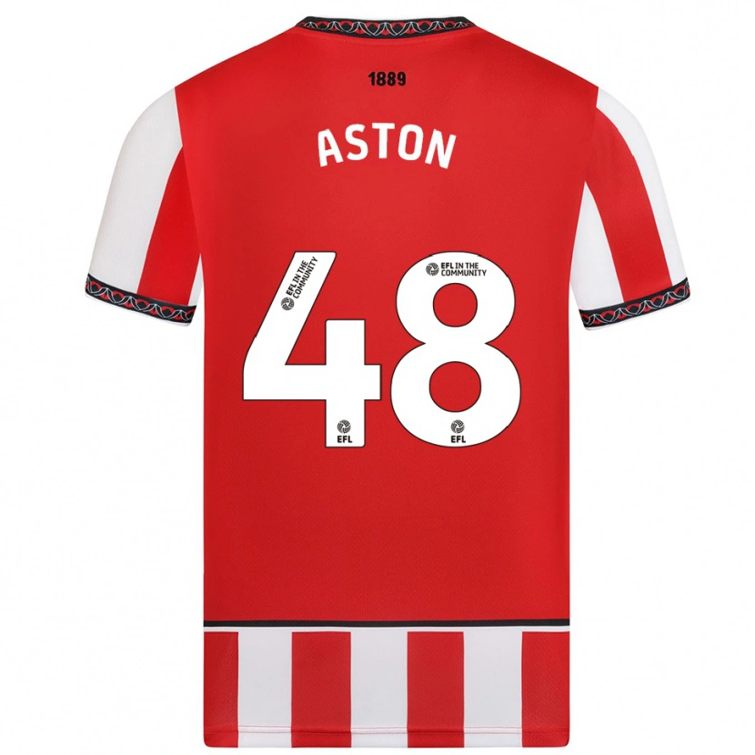 Danxen Bambino Maglia Sam Aston #48 Rosso Bianco Kit Gara Home 2025/26 Maglietta