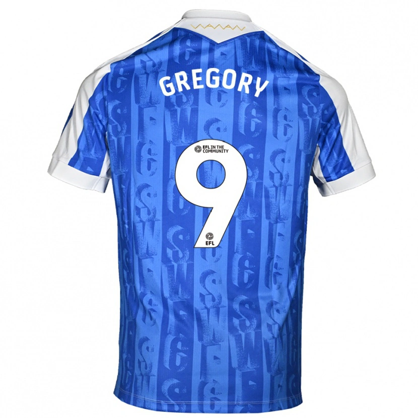 Danxen Bambino Maglia Lee Gregory #9 Blu Bianco Kit Gara Home 2025/26 Maglietta