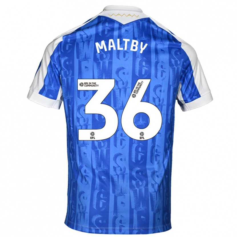 Danxen Bambino Maglia Mackenzie Maltby #36 Blu Bianco Kit Gara Home 2025/26 Maglietta