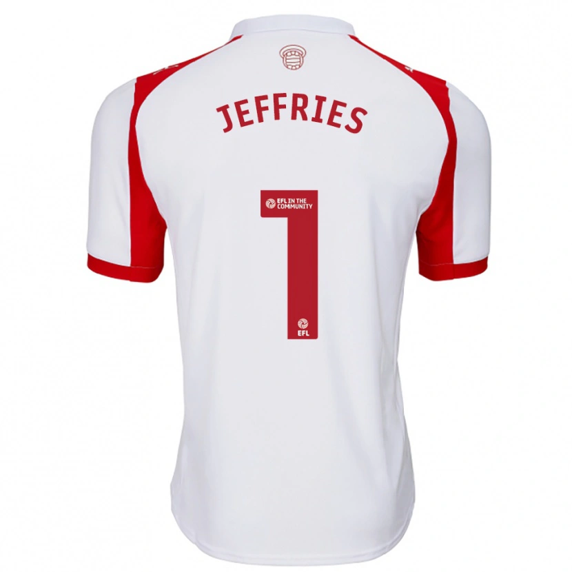 Danxen Bambino Maglia Josh Jeffries #1 Bianco Rosso Kit Gara Home 2025/26 Maglietta