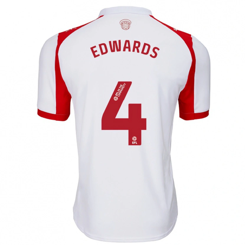 Danxen Bambino Maglia Ronnie Edwards #4 Bianco Rosso Kit Gara Home 2025/26 Maglietta