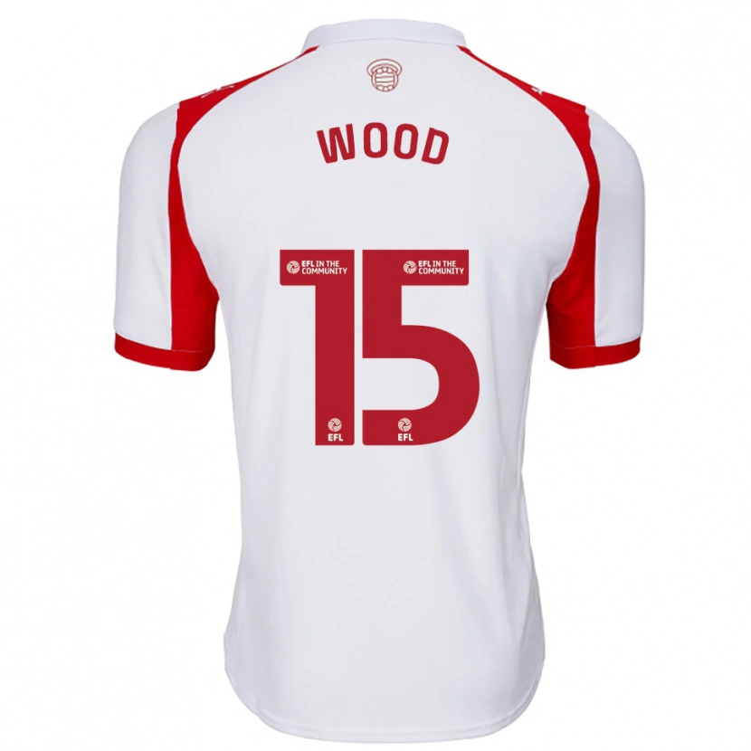Danxen Bambino Maglia Nathan Wood #15 Bianco Rosso Kit Gara Home 2025/26 Maglietta