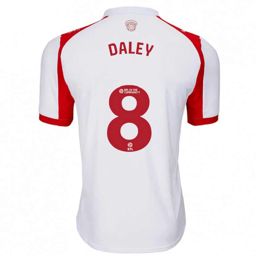 Danxen Bambino Maglia Aston Daley #8 Bianco Rosso Kit Gara Home 2025/26 Maglietta
