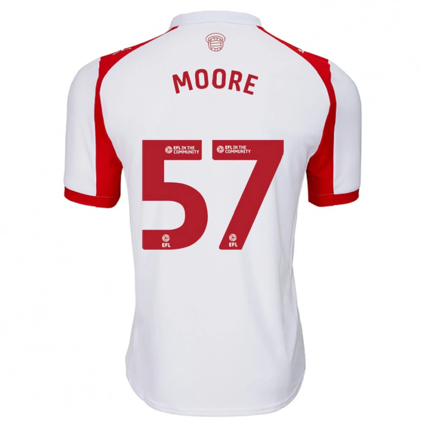 Danxen Bambino Maglia Jayden Moore #57 Bianco Rosso Kit Gara Home 2025/26 Maglietta