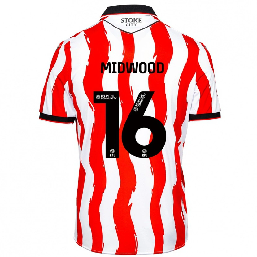 Danxen Bambino Maglia Tom Midwood #16 Bianco Rosso Kit Gara Home 2025/26 Maglietta