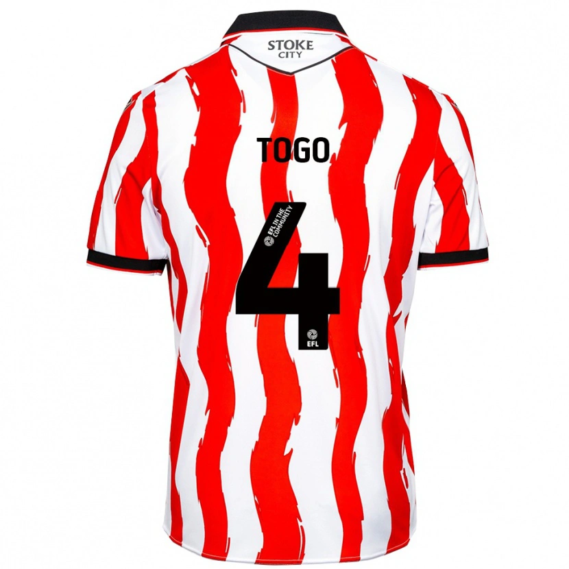 Danxen Bambino Maglia Ian Togo #4 Bianco Rosso Kit Gara Home 2025/26 Maglietta