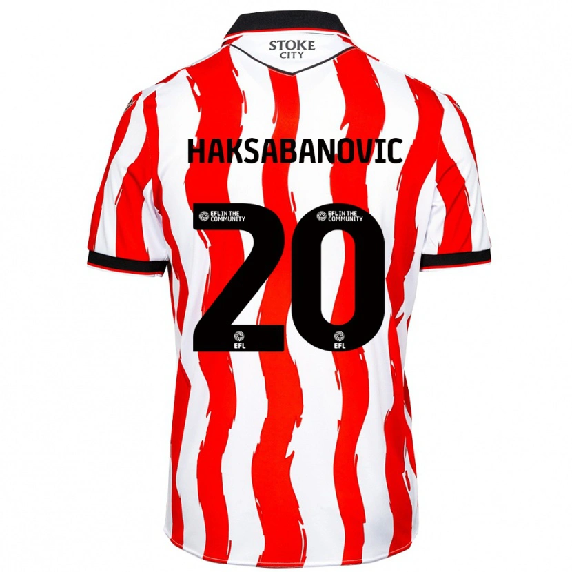 Danxen Bambino Maglia Sead Hakšabanović #20 Bianco Rosso Kit Gara Home 2025/26 Maglietta