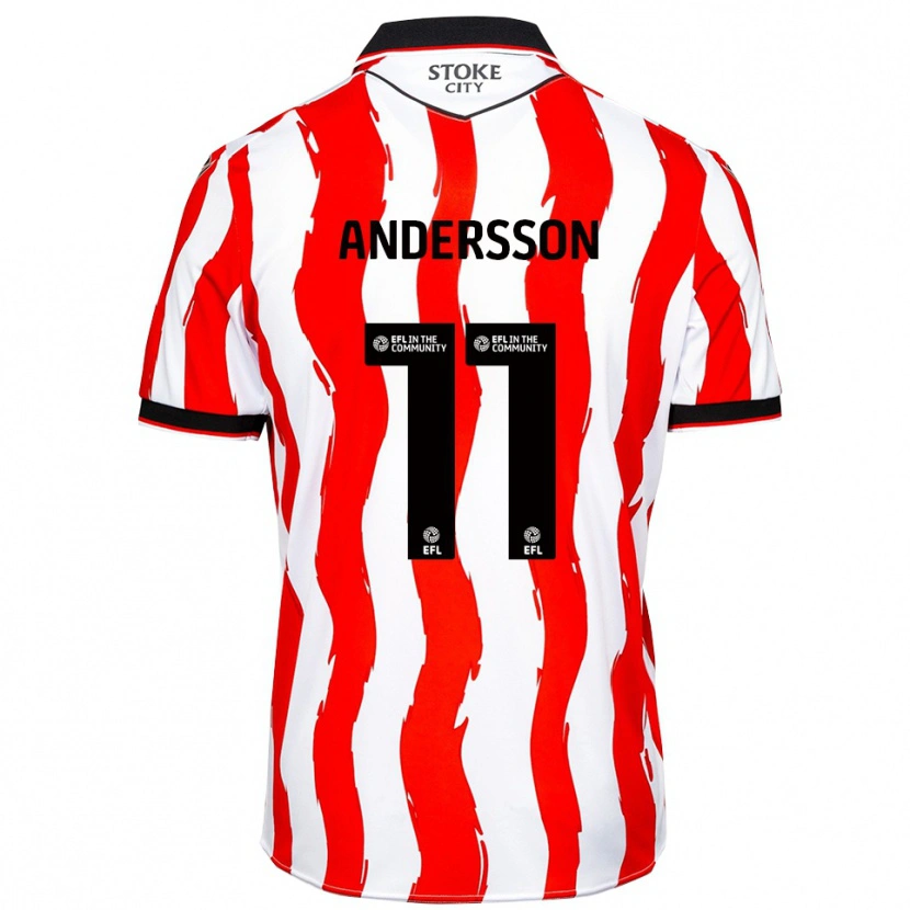 Danxen Bambino Maglia Edwin Andersson #11 Bianco Rosso Kit Gara Home 2025/26 Maglietta
