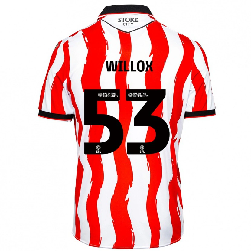 Danxen Bambino Maglia Kieron Willox #53 Bianco Rosso Kit Gara Home 2025/26 Maglietta