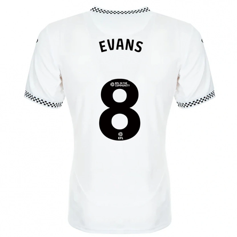 Danxen Bambino Maglia Bobo Evans #8 Bianco Arancione Kit Gara Home 2025/26 Maglietta