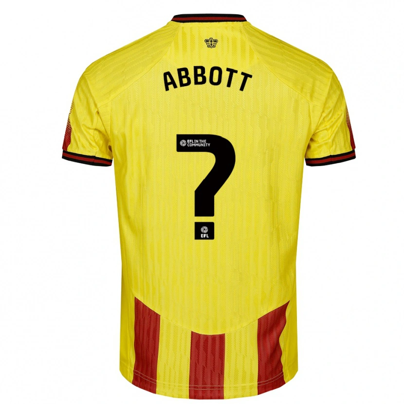 Danxen Bambino Maglia George Abbott #0 Giallo Rosso Kit Gara Home 2025/26 Maglietta