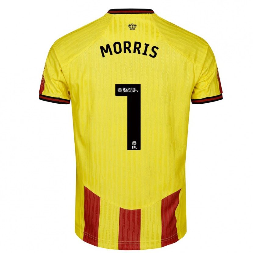 Danxen Bambino Maglia Sam Morris #1 Giallo Rosso Kit Gara Home 2025/26 Maglietta