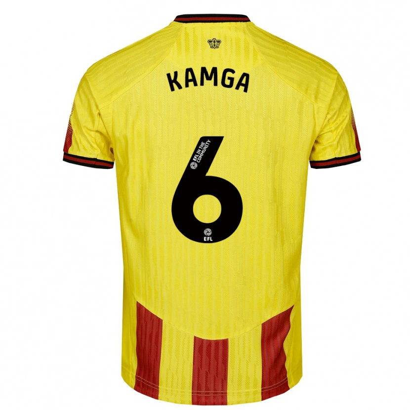 Danxen Bambino Maglia Ian Kamga #6 Giallo Rosso Kit Gara Home 2025/26 Maglietta