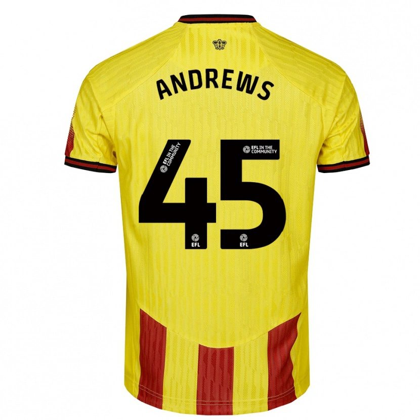 Danxen Bambino Maglia Ryan Andrews #45 Giallo Rosso Kit Gara Home 2025/26 Maglietta