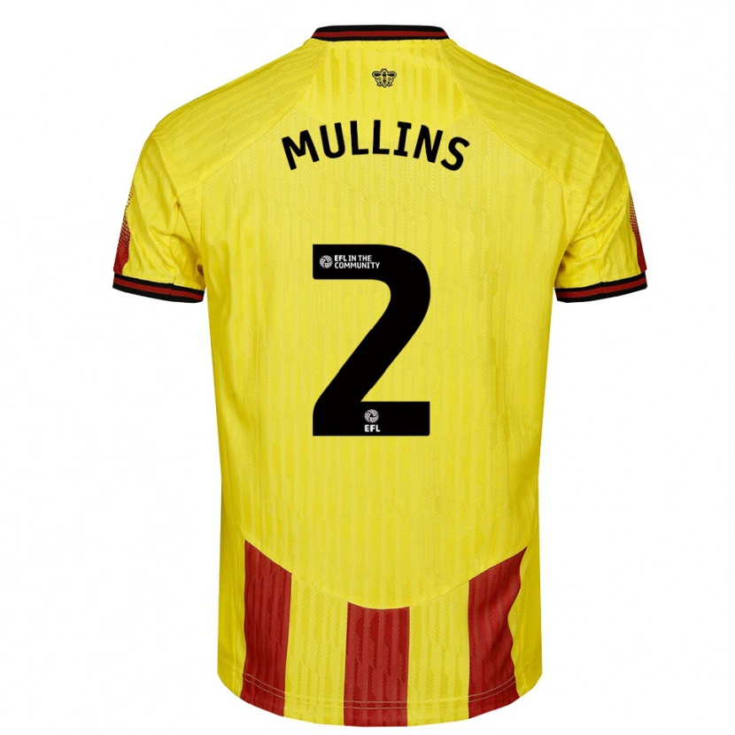 Danxen Bambino Maglia Joshua Mullins #2 Giallo Rosso Kit Gara Home 2025/26 Maglietta