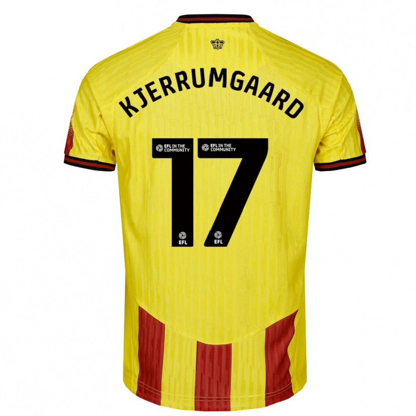 Danxen Bambino Maglia Luca Kjerrumgaard #17 Giallo Rosso Kit Gara Home 2025/26 Maglietta