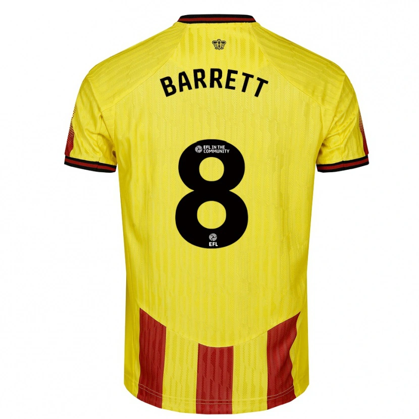 Danxen Bambino Maglia Hayden Barrett #8 Giallo Rosso Kit Gara Home 2025/26 Maglietta