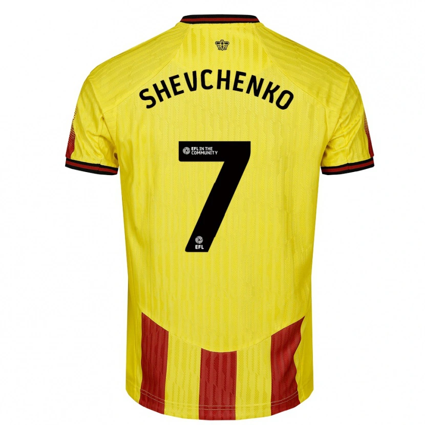 Danxen Bambino Maglia Kristian Shevchenko #7 Giallo Rosso Kit Gara Home 2025/26 Maglietta
