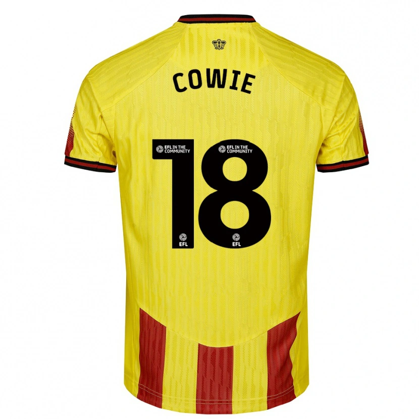 Danxen Bambino Maglia Tony Cowie #18 Giallo Rosso Kit Gara Home 2025/26 Maglietta