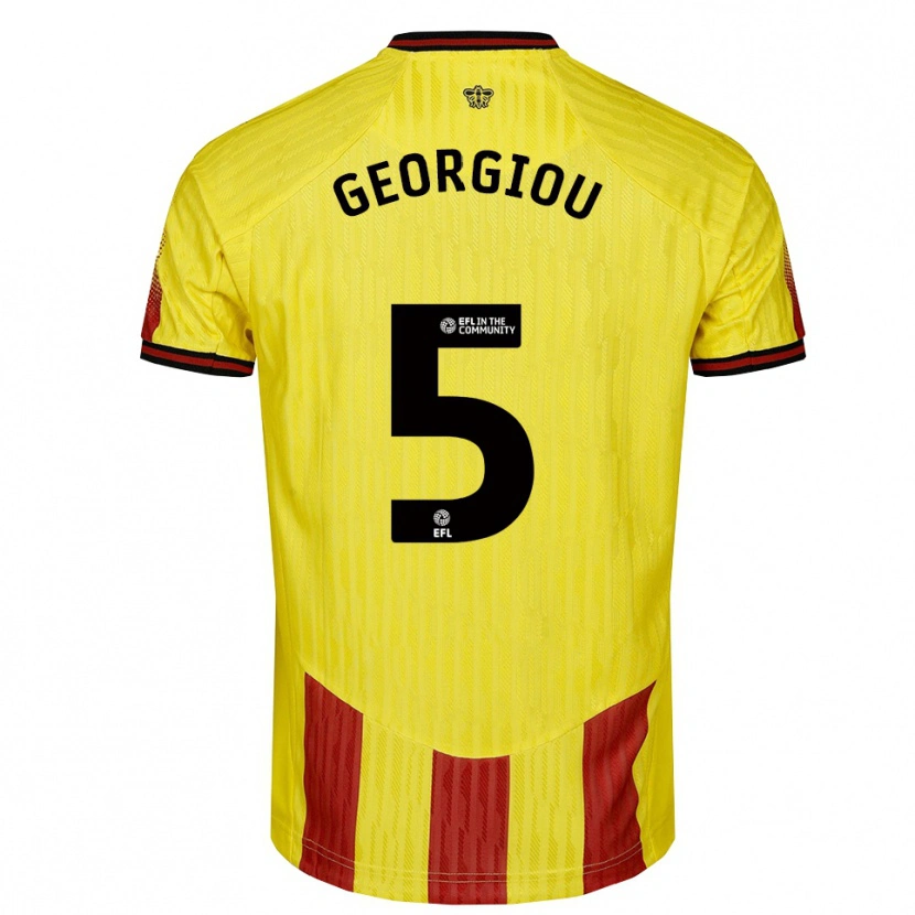 Danxen Bambino Maglia Tom Georgiou #5 Giallo Rosso Kit Gara Home 2025/26 Maglietta