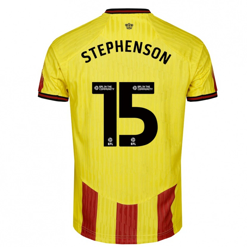 Danxen Bambino Maglia Ollie Stephenson #15 Giallo Rosso Kit Gara Home 2025/26 Maglietta