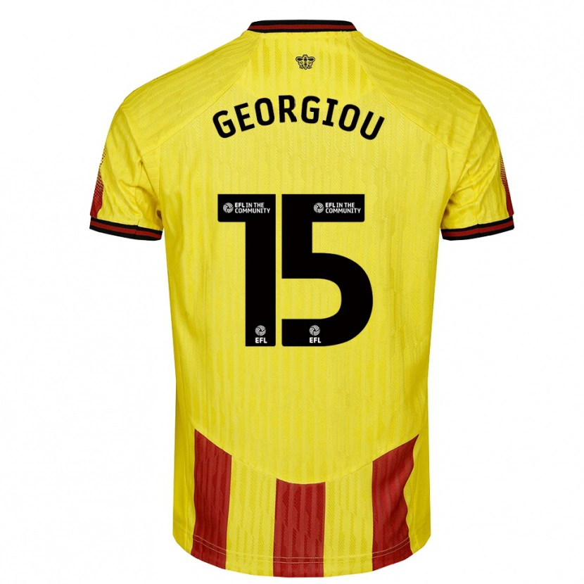 Danxen Bambino Maglia Andria Georgiou #15 Giallo Rosso Kit Gara Home 2025/26 Maglietta