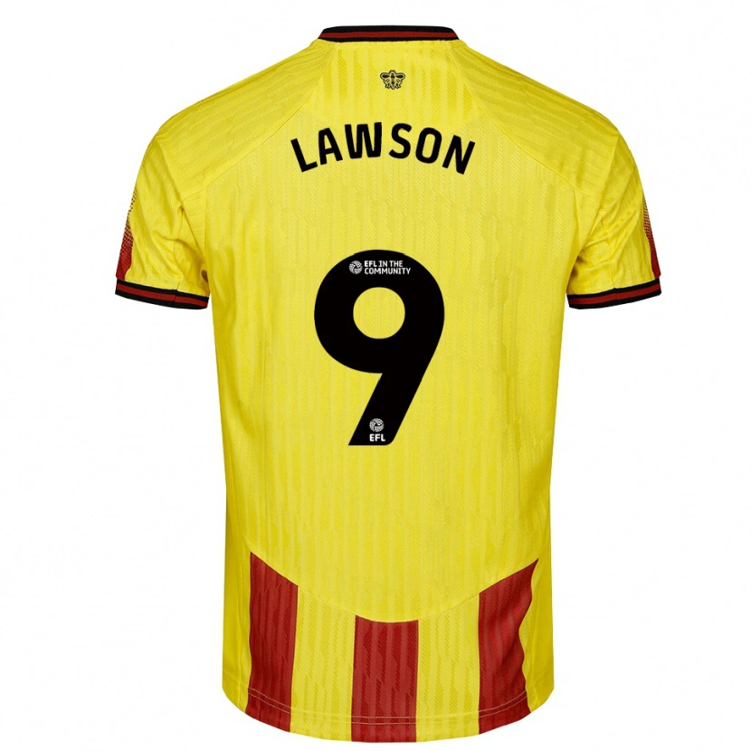 Danxen Bambino Maglia Jonathan Lawson #9 Giallo Rosso Kit Gara Home 2025/26 Maglietta