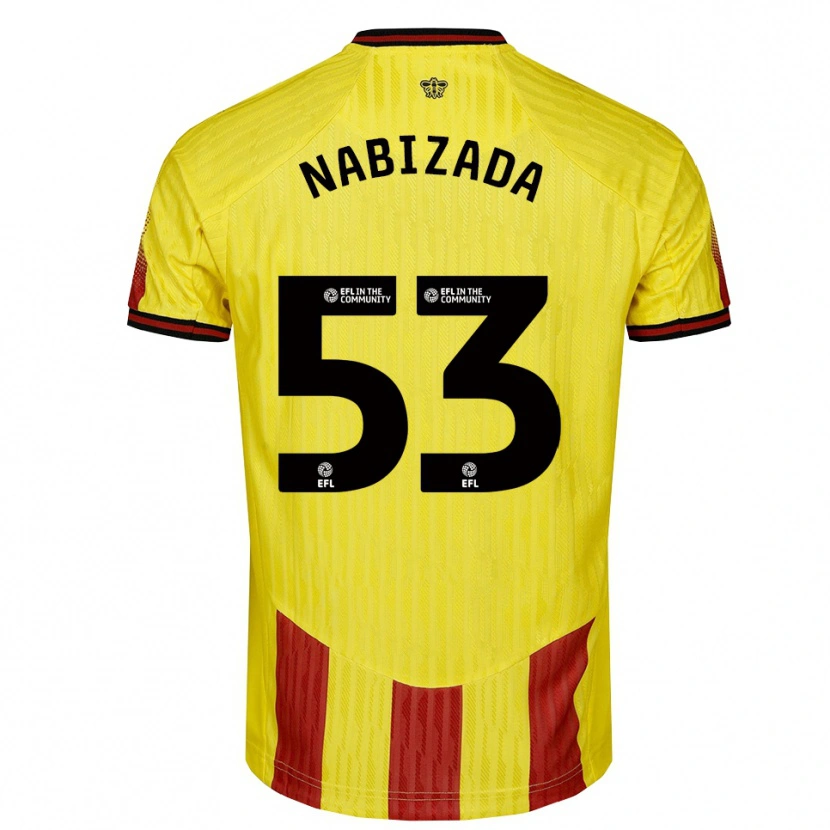 Danxen Bambino Maglia Amin Nabizada #53 Giallo Rosso Kit Gara Home 2025/26 Maglietta