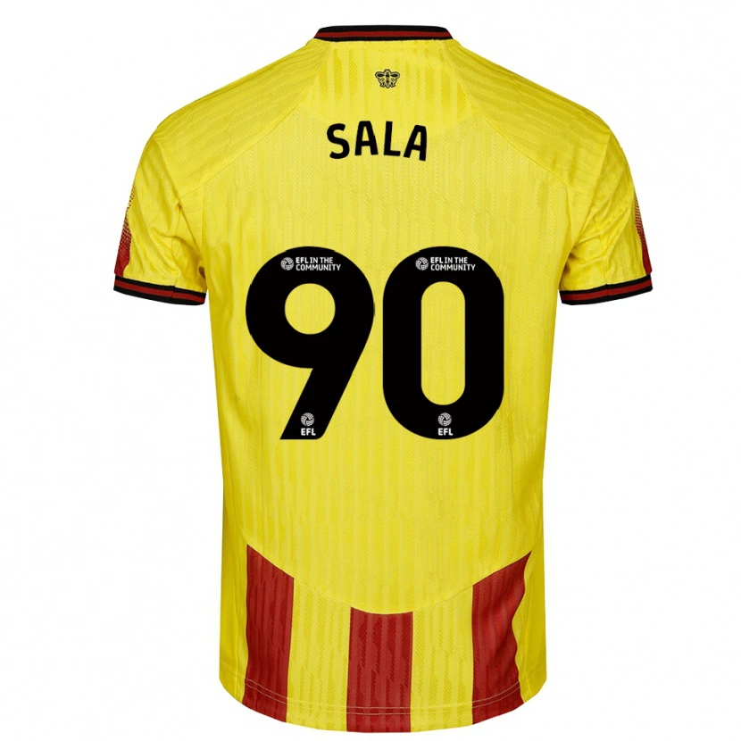 Danxen Bambino Maglia Joel Sala #90 Giallo Rosso Kit Gara Home 2025/26 Maglietta