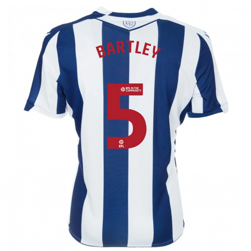 Danxen Bambino Maglia Kyle Bartley #5 Blu Marino Bianco Kit Gara Home 2025/26 Maglietta