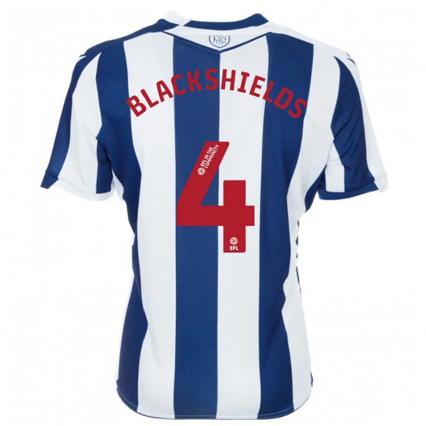 Danxen Bambino Maglia Charlie Blackshields #4 Blu Marino Bianco Kit Gara Home 2025/26 Maglietta