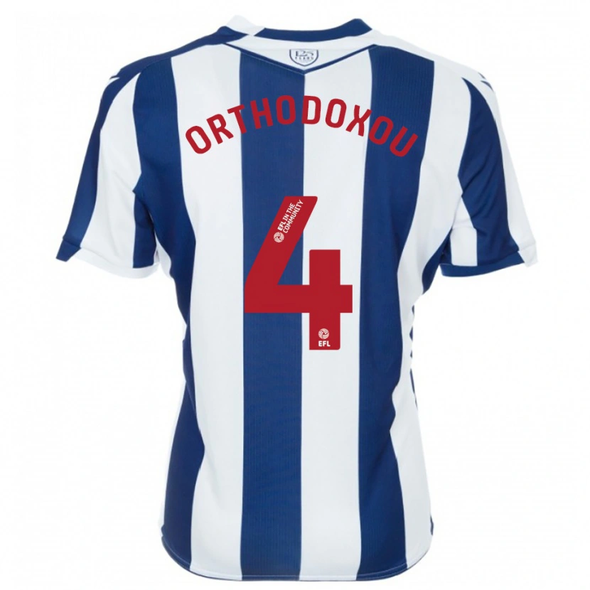 Danxen Bambino Maglia Francesca Orthodoxou #4 Blu Marino Bianco Kit Gara Home 2025/26 Maglietta