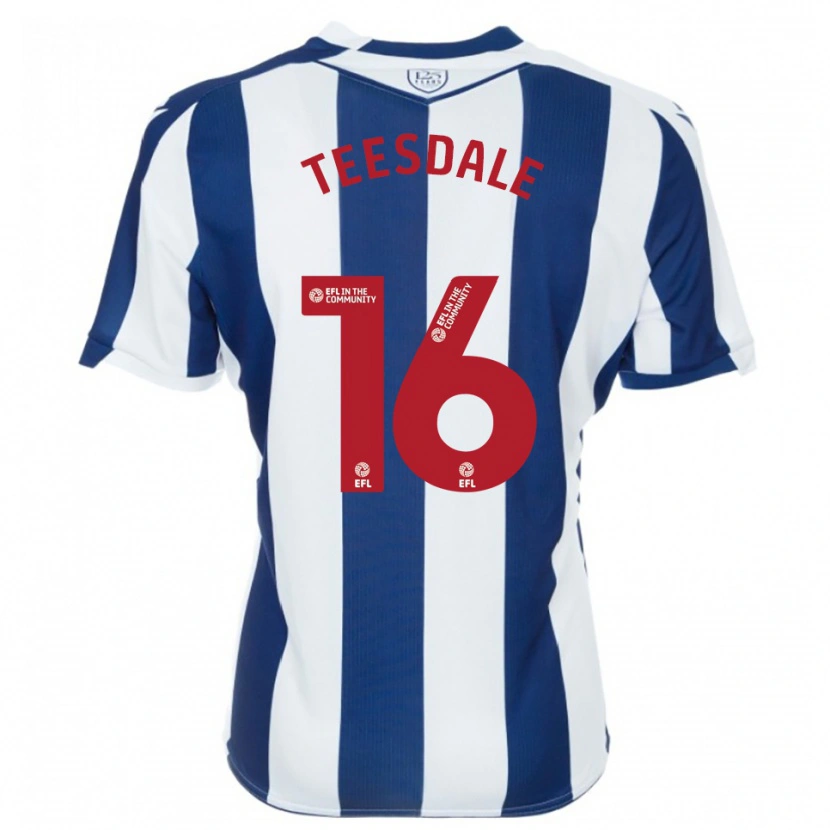 Danxen Bambino Maglia Finn Teesdale #16 Blu Marino Bianco Kit Gara Home 2025/26 Maglietta