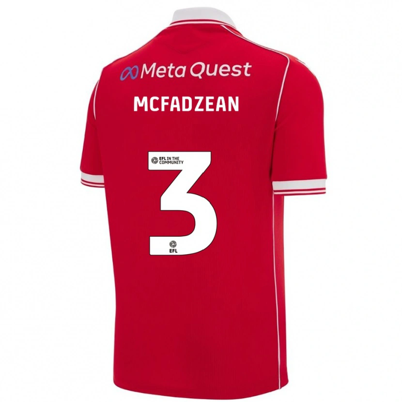 Danxen Bambino Maglia Callum Mcfadzean #3 Rosso Bianco Kit Gara Home 2025/26 Maglietta