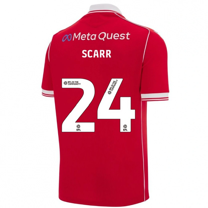 Danxen Bambino Maglia Dan Scarr #24 Rosso Bianco Kit Gara Home 2025/26 Maglietta