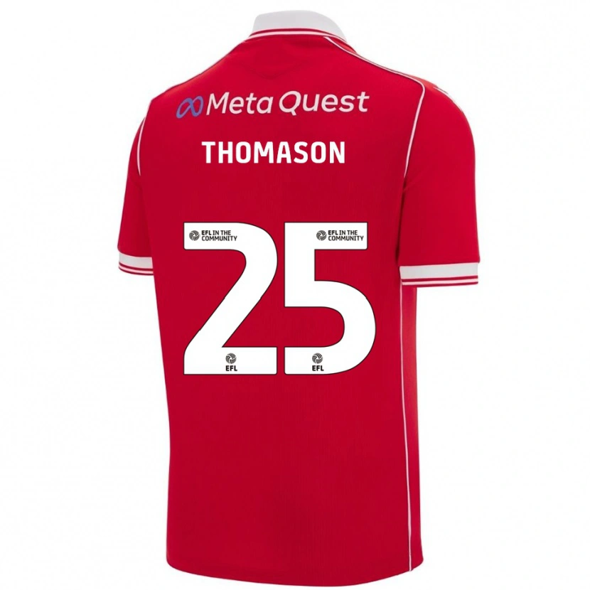 Danxen Bambino Maglia George Thomason #25 Rosso Bianco Kit Gara Home 2025/26 Maglietta