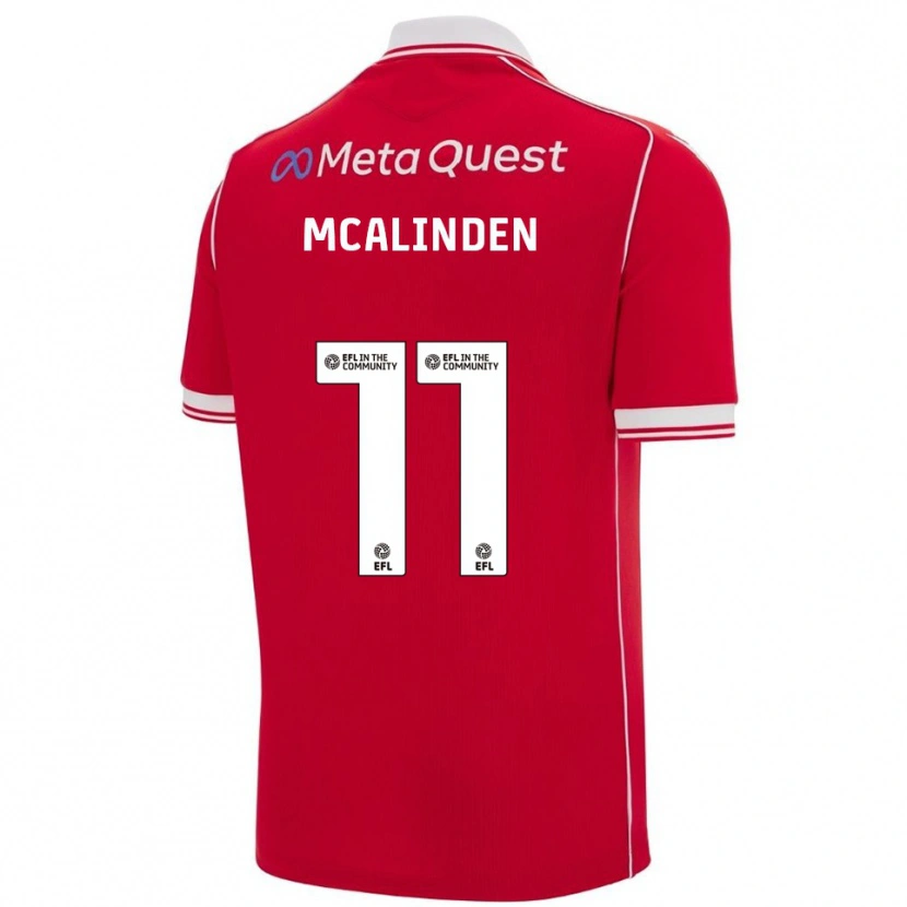 Danxen Bambino Maglia Liam Mcalinden #11 Rosso Bianco Kit Gara Home 2025/26 Maglietta