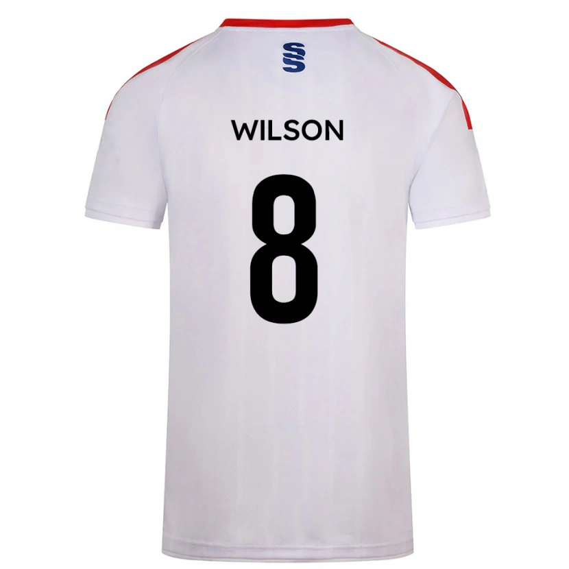 Danxen Bambino Maglia George Wilson #8 Bianco Blu Marino Kit Gara Home 2025/26 Maglietta