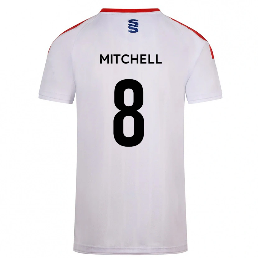 Danxen Bambino Maglia Ethan Mitchell #8 Bianco Blu Marino Kit Gara Home 2025/26 Maglietta