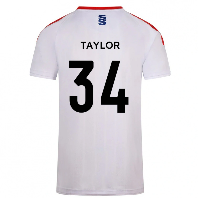 Danxen Bambino Maglia James Taylor #34 Bianco Blu Marino Kit Gara Home 2025/26 Maglietta