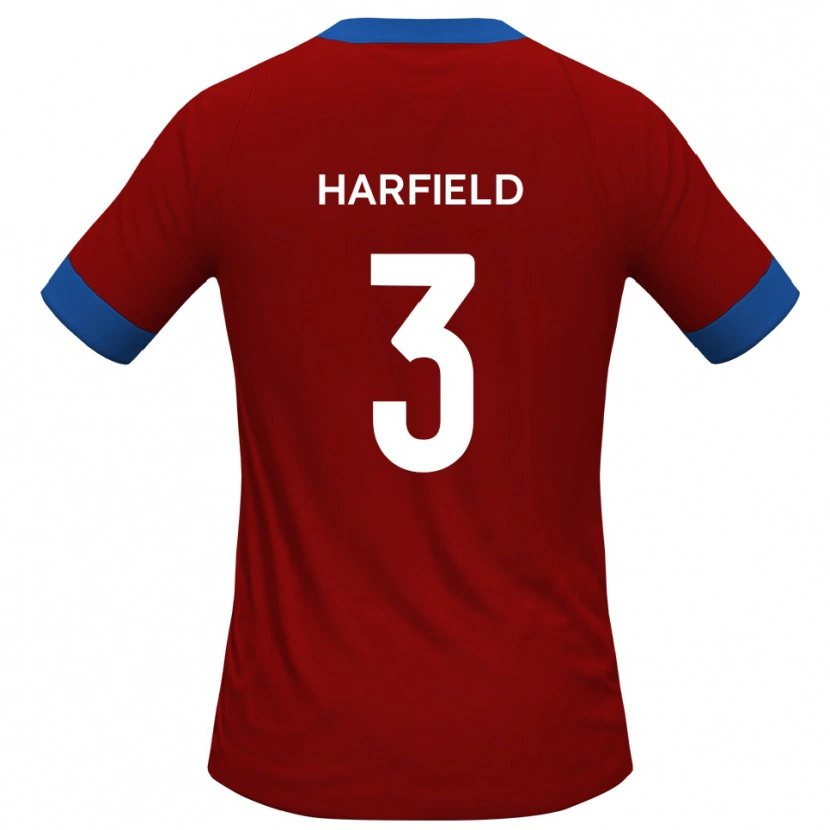 Danxen Bambino Maglia Ollie Harfield #3 Rosso Blu Kit Gara Home 2025/26 Maglietta