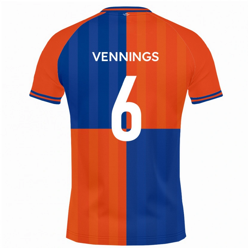 Danxen Bambino Maglia James Vennings #6 Arancione Blu Reale Kit Gara Home 2025/26 Maglietta
