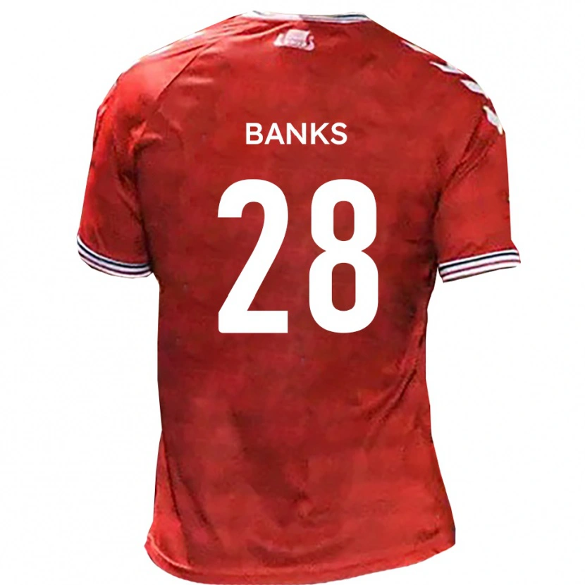 Danxen Bambino Maglia Ollie Banks #28 Rosso Bianco Kit Gara Home 2025/26 Maglietta
