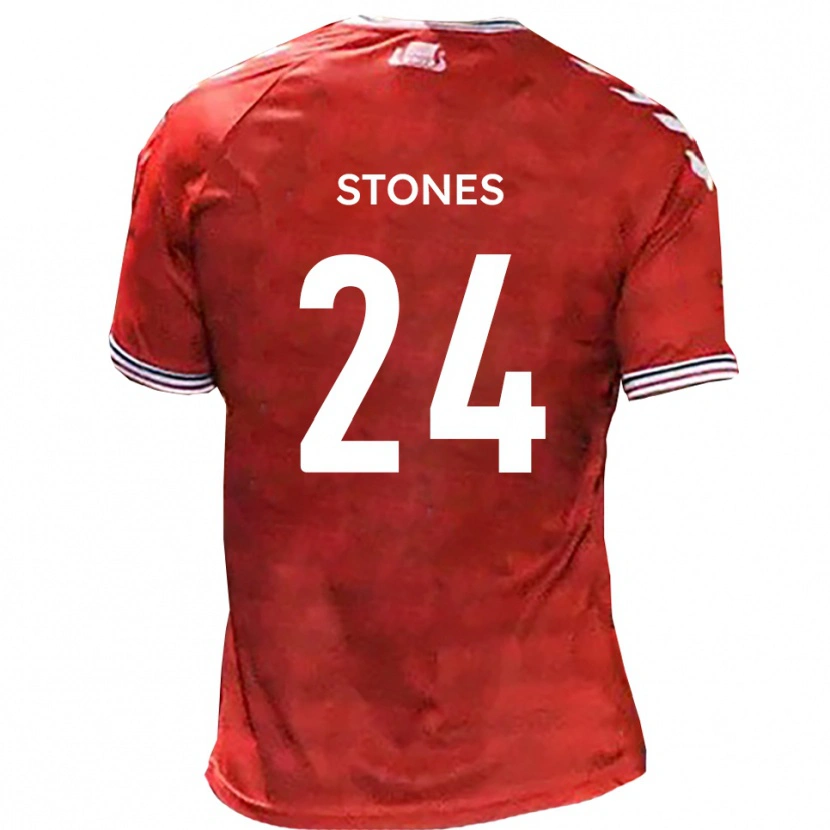 Danxen Bambino Maglia Josh Stones #24 Rosso Bianco Kit Gara Home 2025/26 Maglietta